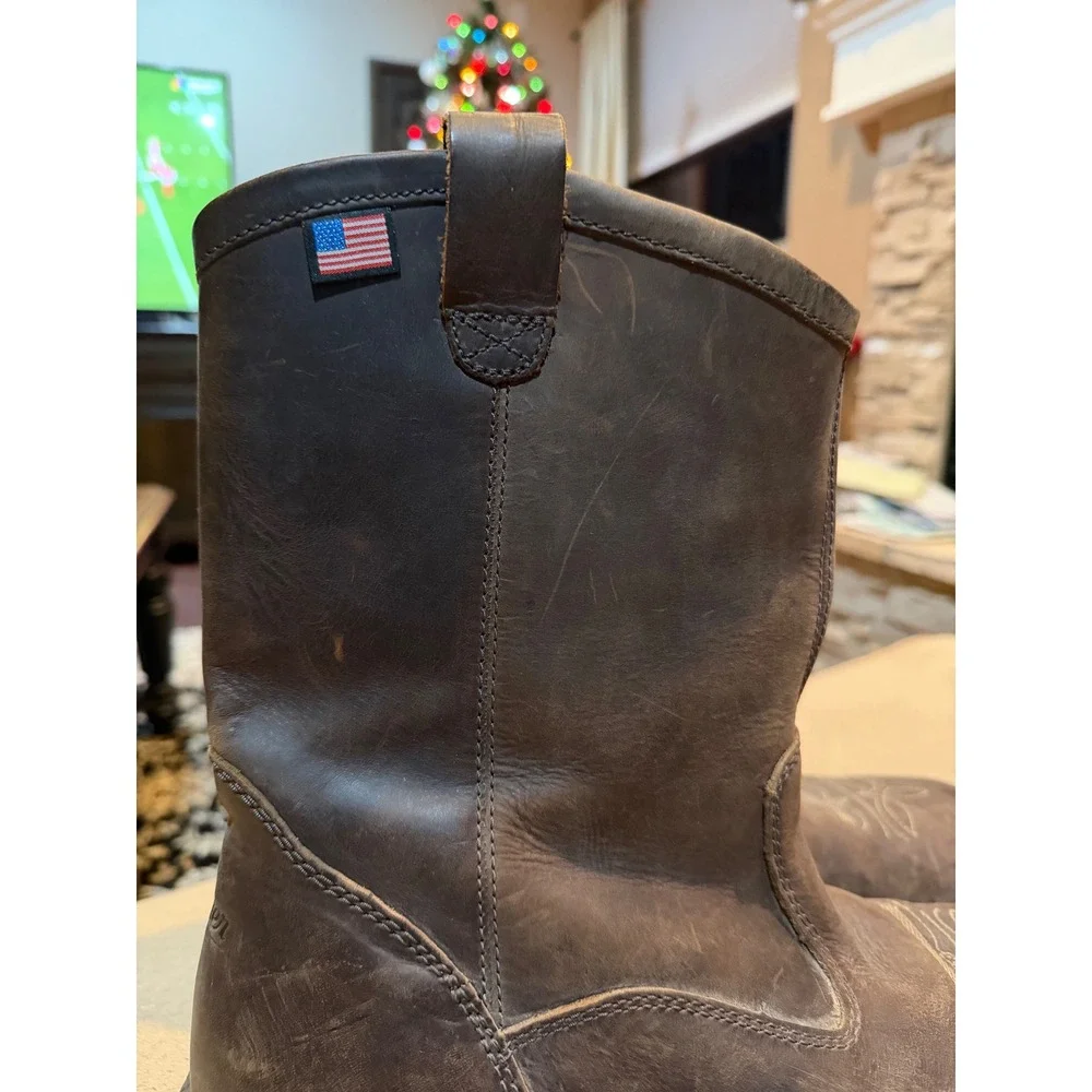 Danner Bull Run Wellington Sq Pt Work‎ Boots Mens Size 13 Brown Leather